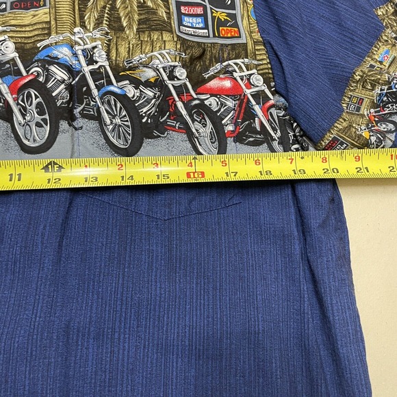 Paradise Found Men's Vintage Hawaiian Shirt Motorcycle 100% Rayon Size Med USA - Picture 3 of 6